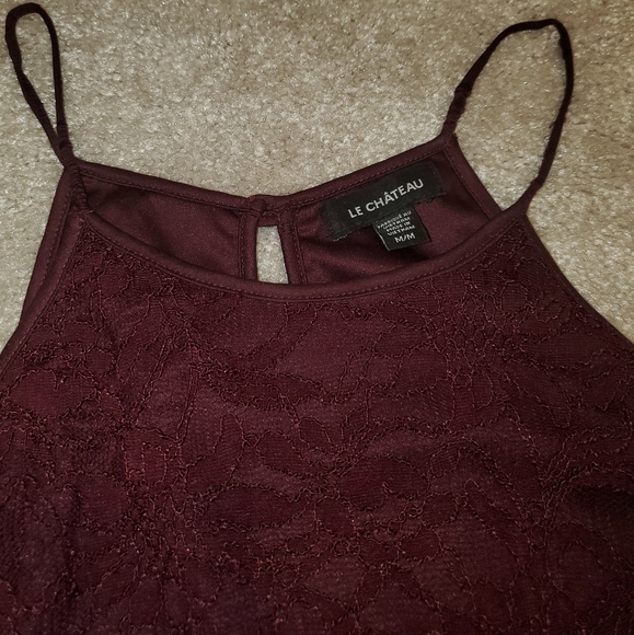 🎁 2/$20 Burgandy Lace Halter Dress - Picture 3 of 3
